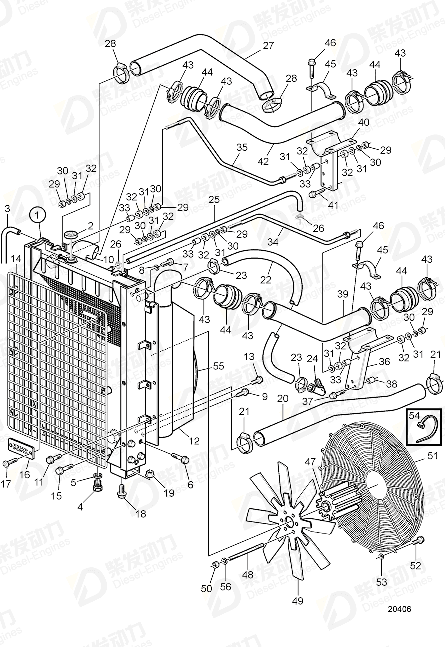 VOLVO Charge air cooler 3825456 Drawing